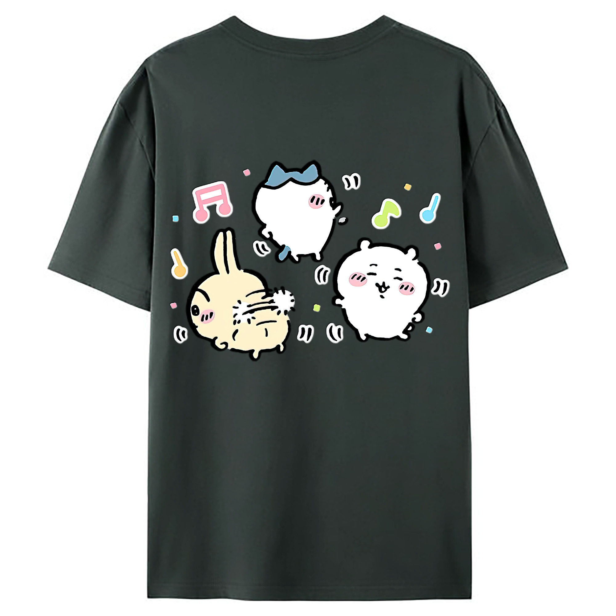 （画像用） ちいかわ うさぎ Chii-kawa usagi 綿100％ メンズ半袖Tシャツ（バックプリント） 通気性